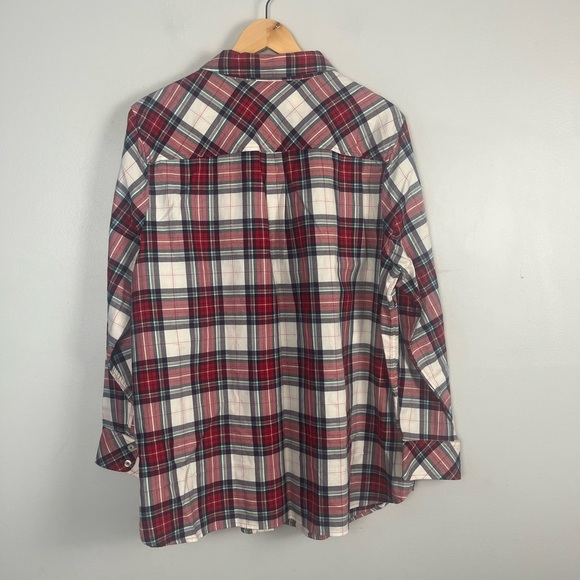 New Talbots Festive Party Plaid Button Front Blouse, metallic Ladies Size 2x - Picture 4 of 5